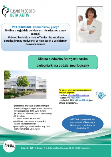 Pielęgniarka - oddział neurologiczny w Stuttgarcie